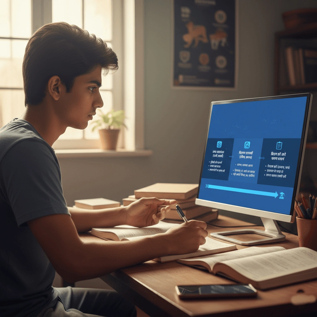 10वीं के बाद करियर विकल्प चुनता छात्र