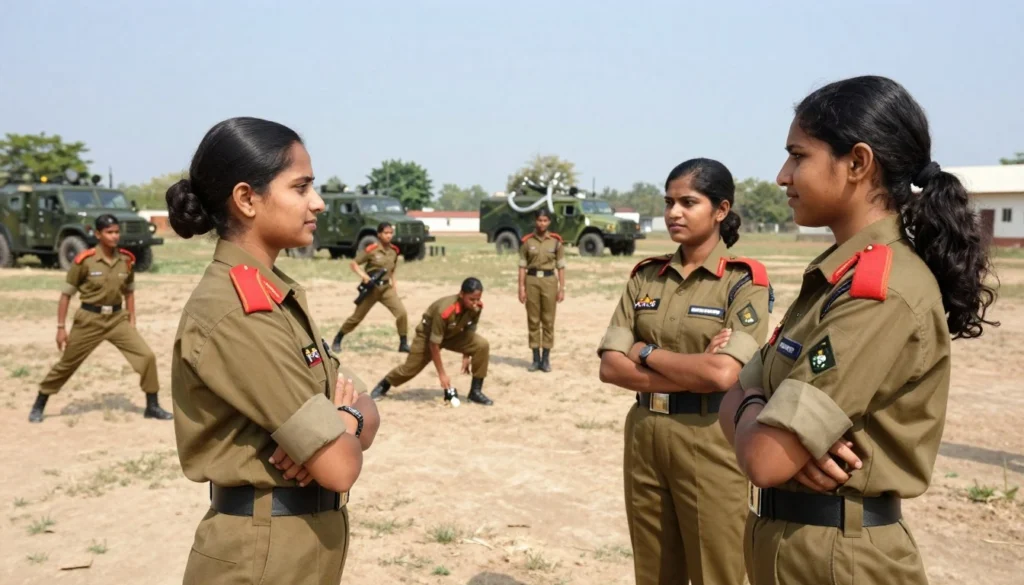 Government Jobs For Female In Military 2026 में ground staff के रूप में काम करती महिला कर्मचारी, official uniform में