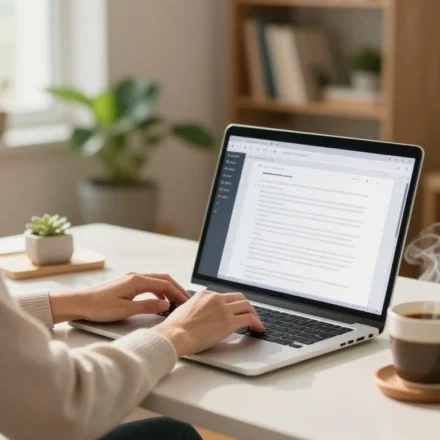 घर बैठे Remote Typing Jobs करते हुए freelancer, laptop पर typing work