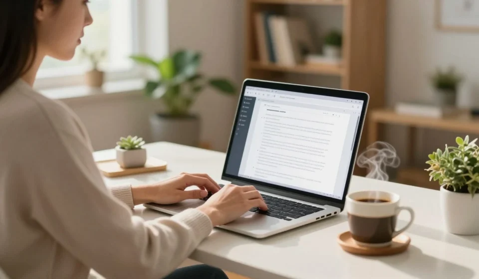 घर बैठे Remote Typing Jobs करते हुए freelancer, laptop पर typing work