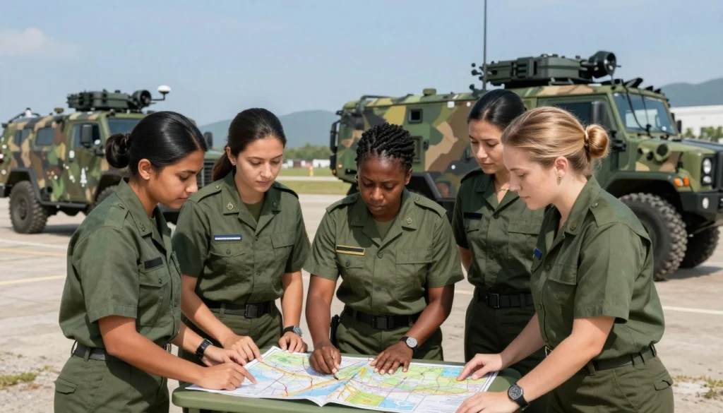 Military uniform में महिला उम्मीदवार training के दौरान, Government Jobs For Female in military 2026 concept