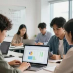 10वीं पास छात्र Microsoft Excel सीखते हुए लैपटॉप पर data entry practice करते हुए