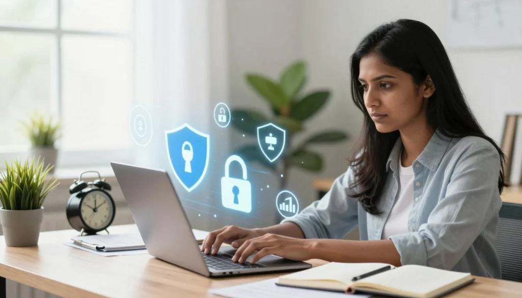 Typing speed practice करते हुए beginner, remote job opportunity concept